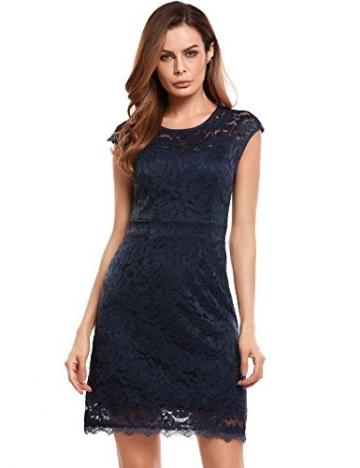 Meaneor Damen Elegantes Spitzen kleid Mini Sommerkleider Etuikleid Partykleider Abendkleid mit Spaghettiträger - 