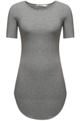 Meaneor Damen Lang Tunika Kurzarm Kleid Shirt Herbst Bluse Minikleid O-Ausschnitt Stretch T-Shirt - 1