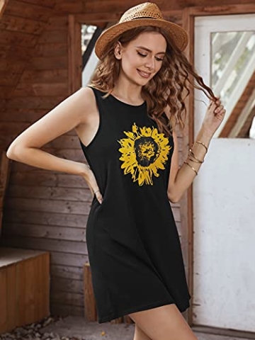 Minikleid mit Sonnenblume - Longshirt schwarz 3