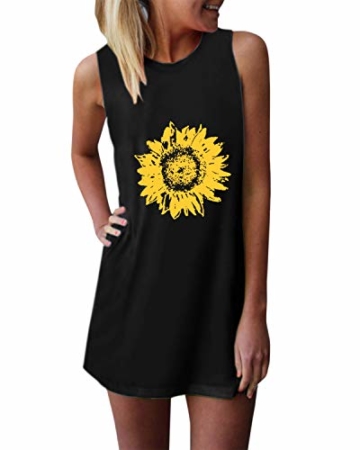 Minikleid mit Sonnenblume - Longshirt schwarz