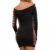 Miss Noir Damen Kleid elastisch und flexibel tragbar Einheitsgröße mit Langärmliges Clubwear Partykleid B6043-BK - 3