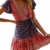 MisShow Damen Kleider mit Blüte Drucken Kurz Sommerkleid Strandkleider Cocktailkleid Gr. S - 5