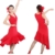 Motony Fashion Sleeveless V-Neck Latin Dance Dress Rumba Skirt One Piece Stage Costume Red S - 2
