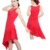 Motony Fashion Sleeveless V-Neck Latin Dance Dress Rumba Skirt One Piece Stage Costume Red S - 3