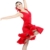 Motony Fashion Sleeveless V-Neck Latin Dance Dress Rumba Skirt One Piece Stage Costume Red S - 1