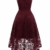 MUADRESS MUA6006 Elegant Kleid aus Spitzen Damen Ärmellos Unregelmässig Cocktailkleider Party Ballkleid Burgundy XS - 4
