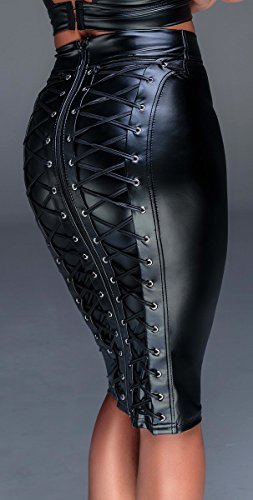 Noir Handmade Clubwear Powerwetlook Rock, schwarz Partykleidung Größe XL - 3