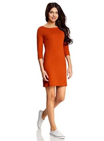 oodji Ultra Damen Jersey-Kleid Basic, Orange, DE 38 / EU 40 / M - 5