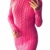 ORANDESIGNE Damen Elegant Pulloverkleid Strickkleid Tunika Kleid V-Ausschnitt Langarm Minikleid Mit Gürtel Rosa DE 40 - 1