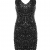 PrettyGuide Damen reizvoller tiefer V-Ausschnitt Pailletten Glitzer Bodycon Stretchy Minipartei-Kleid S schwarz -