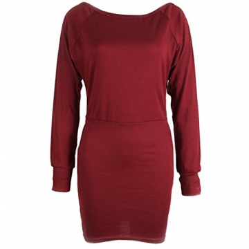 Schulterfreies langaermelig Mini Kleid Rot Gr. L 40-42 - 