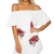Sentao Damen Sommerkleid Off-Schulter Rüschen Party Minikleid Stickerei Kleid Weiß S -