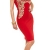 Sexy Damen Cocktail Party Penicilkleid Kleid Spitze Stickerei Rot S - 