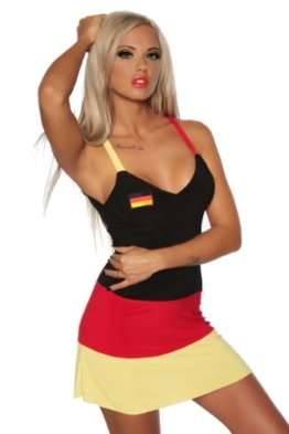 Sexy trendiges Damen Mini-Kleid in den Farben der Deutschland-Flagge Fußball WM (M) - 1