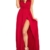 Simplee Apparel Damen Partykleid Sexy V-Ausschnitt Rückenfrei Maxi Lang Satin Träger Kleid Abendkleid Cocktailkleid Rot - 1