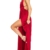 Simplee Apparel Damen Partykleid Sexy V-Ausschnitt Rückenfrei Maxi Lang Satin Träger Kleid Abendkleid Cocktailkleid Rot - 3
