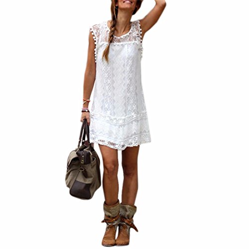 Duygusal ders memeli  Weißes luftiges Sommerkleid mit Spitze - Sexy-Kleider.com