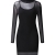 StyleDome Damen Clubwear Mesh Schier Stehkragen Langarm Durchschauen Transparenten Kleid Schwarz EU 50 - 