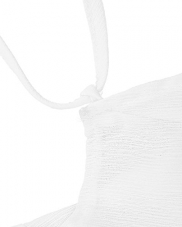 StyleDome Damen Lochmuster Chiffon Ärmellos Schulter Rückenfrei Kontrastierende Dünne Sommer Strand Lange Kleider Weiß XL - 
