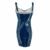 SUCES Damen Lederkleid Sexy Kleid Faux Leder Frauen Ärmellos Bleistiftkleid Vollbrust Korsett Club Party TräGerkleid Kunstleder Bustier Korsett Minikleid (Blau-2, S) - 4