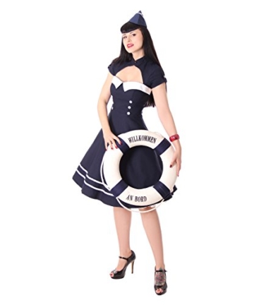 SugarShock Harbor Sailor Matrosen Uniform Petticoat Bolero Kleid, Größe:M, Farbe:Navyblau - 3