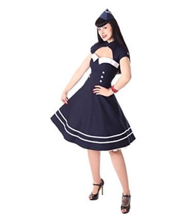 SugarShock Harbor Sailor Matrosen Uniform Petticoat Bolero Kleid, Größe:M, Farbe:Navyblau - 1