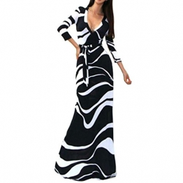 SUNNOW® NEU Damen Kleider Sommer Sexy tief V-Ausschnitt lang Rock Partykleider Abendkleid elegant (EU 38, Schwarz) -