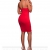 Swallowuk Sexy V-Ausschnitt Sling Hosen Schlitze Kurzer Rock Pack-Hüft-Kleid (S, Rot) - 