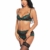 Sykooria Strapse Dessous Damen Valentinstag Sexy 3-TLG Spitze Reizwäsche Lingerie Unterwäsche Damen Sexy Set BH Bustier Verstellbare Spaghettiträger und Slip mit Strapsgürtel - 2