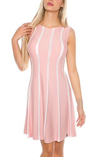 Tailliertes Midi-Feinstrick-Kleid mit Stilvollen Glitzer-Streifen S/M - 1