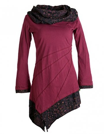 Vishes - Alternative Bekleidung - Asymmetrisches Kleid aus Baumwolle mit Schalkragen dunkelrot 38 -