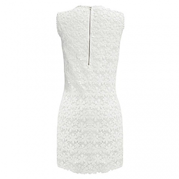 West See Damen Sommerkleid Ärmellos Cocktaikleid Partykleid Weiß Spitze Minikleid Strandkleider (EU 36) - 