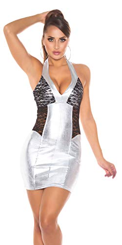 Wetlook Minikleid silber mit Spitze
