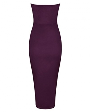 Whoinshop Damen Midi knielangen Suedette trägerlos Figurbetontes Kleid (XS, Wein) - 