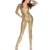 Wonder Pretty Damen Catsuit Leder Jumpsuit Overall Catwoman Kostüme Latex Wetlook Sexy Dessous Ouvert Body Clubwear Gold L - 1