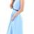YMING Damen 50er Rockabilly Kleid Retro Partykleid Einfärbig Vintage Elegantes Kleid,Hellblau,XL/DE 42-44 - 2