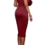 YMING Damen Midi Kleid Rüsche Kleid Tief V-Ausschnitt Partykleid Bodycon Stretchkleid,Rot,XL/DE 42-44 - 2