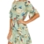 YOINS Sommerkleid Damen Kleider Rundhals Blumenmuster Kleid Elegant Kurz Hohe Taillen Minikleid Partykleid Strandmode Grün XL/EU46 - 4