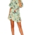 YOINS Sommerkleid Damen Kleider Rundhals Blumenmuster Kleid Elegant Kurz Hohe Taillen Minikleid Partykleid Strandmode Grün XL/EU46 - 5