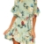 YOINS Sommerkleid Damen Kleider Rundhals Blumenmuster Kleid Elegant Kurz Hohe Taillen Minikleid Partykleid Strandmode Grün XL/EU46 - 1