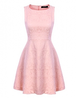 Zeagoo Damen Elegant Partykleid Festliche Kleider Jacquard Kleid mit ausgestelltem Saum (EU 36(Herstellergröße:S), Rosa) -