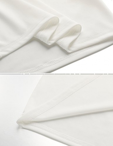Zeagoo Damen Jerseykeid mit lange Spitzenärmeln Spitze Patchwork Stehenkragen Etuikleid (Weiß, M) - 