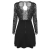 Zeagoo Damen Sexy V-Ausschnitt Spitzenkleid Floral Rückenfrei Cocktailkleid Partykleid Skaterkleid (EU 36/ S, Schwarz) - 