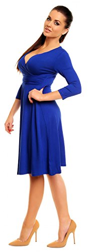 Zeta Ville Damen Ausgestellter Schnitt Swing-Kleid Sommerkleid Cocktailkleid 282z (Königsblau, 36) - 