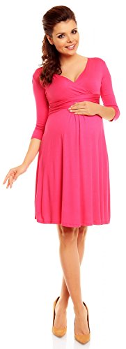 Zeta Ville Damen Umstandsmoden-Shirtkleid Umstandskleid Sommerkleid 282c (Fuchsie, 40) - 