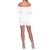 ZhiYuanAN Sommer Damen Bodycon Minikleid Sexy Wort Schulter Langärmelige Rock Kleid Unregelmäßige Falten Paket Hüfte Schulterfreie Kleider Weiß L - 
